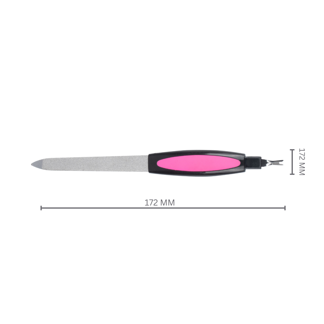 Manicure Pedicure Nail File Tool Cuticle Trimmer Cutter Remover | Stainless Steel Nail Filer | For Natural Nails, Great for Home Salon or Travel Use with Anti-Slip Handle (GB-3044)