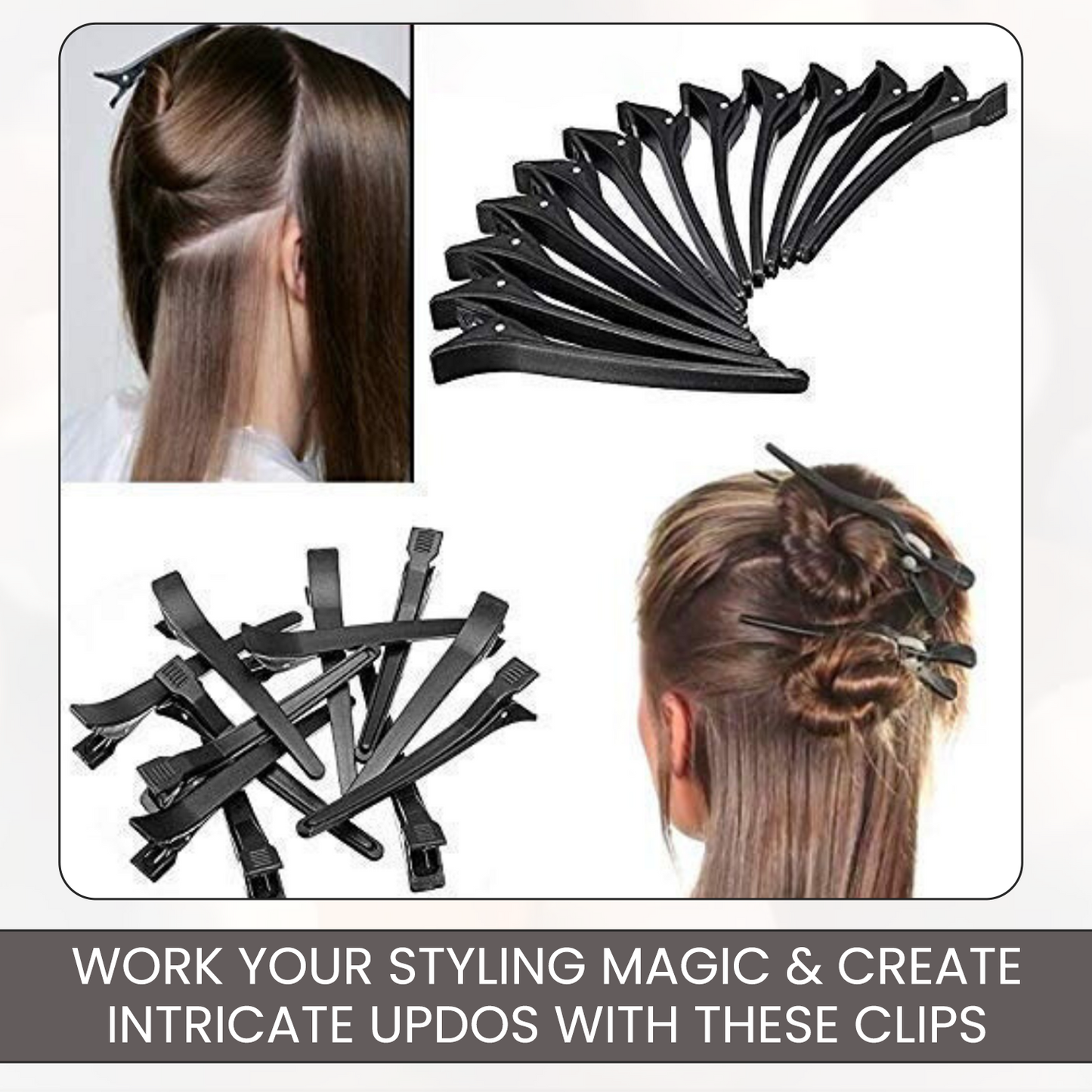 FOLELLO Hair Clips Set: 6 Croc Clips and 6 Section Clips for Hair Styling and Sectioning