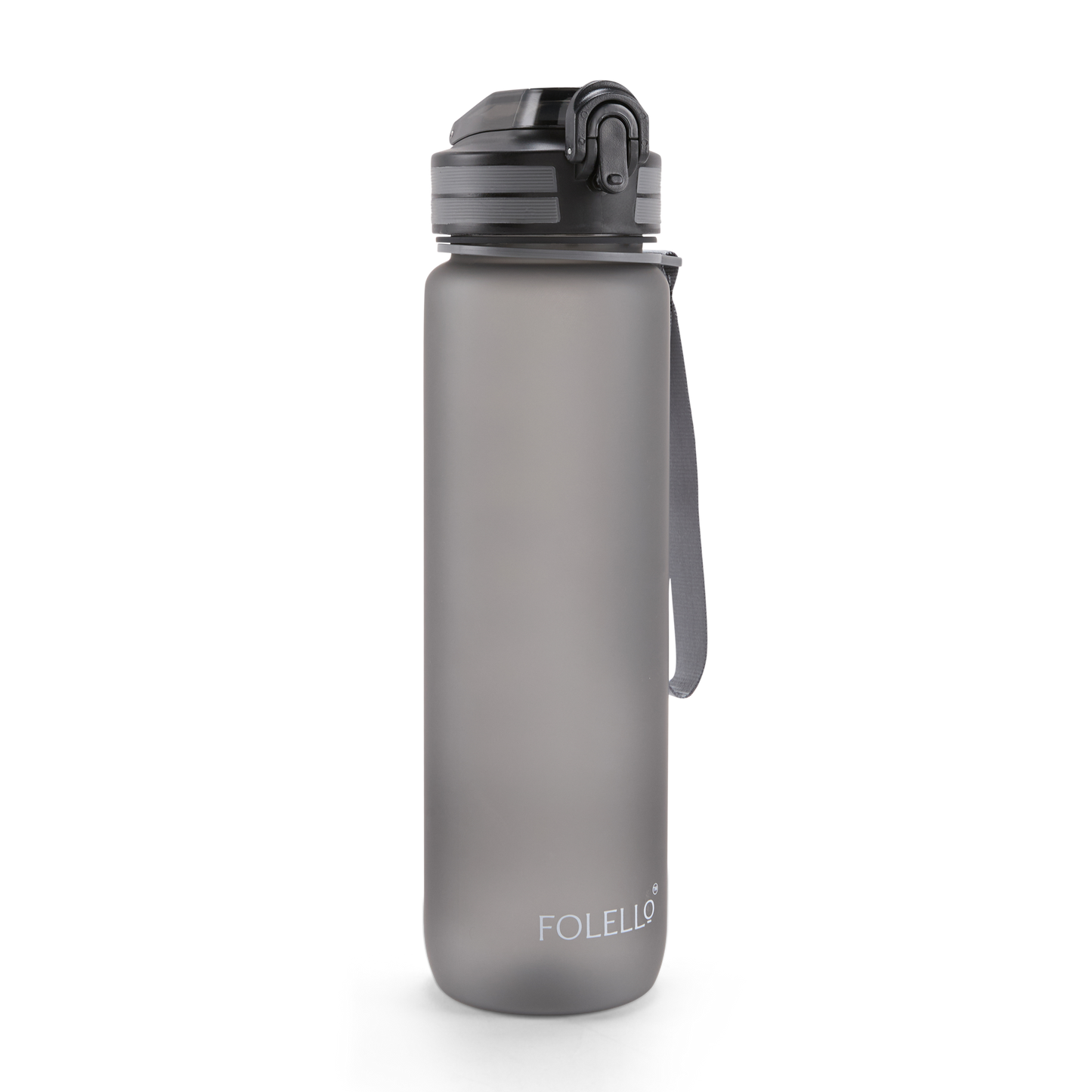 Folello 1L Tritan Water Bottle with Motivational Time Marker | Leakproof Sipper Bottle for Gym, Office, and Travel | BPA-Free with Hydration Reminder App | Stylish Grey Design | 1 Litre