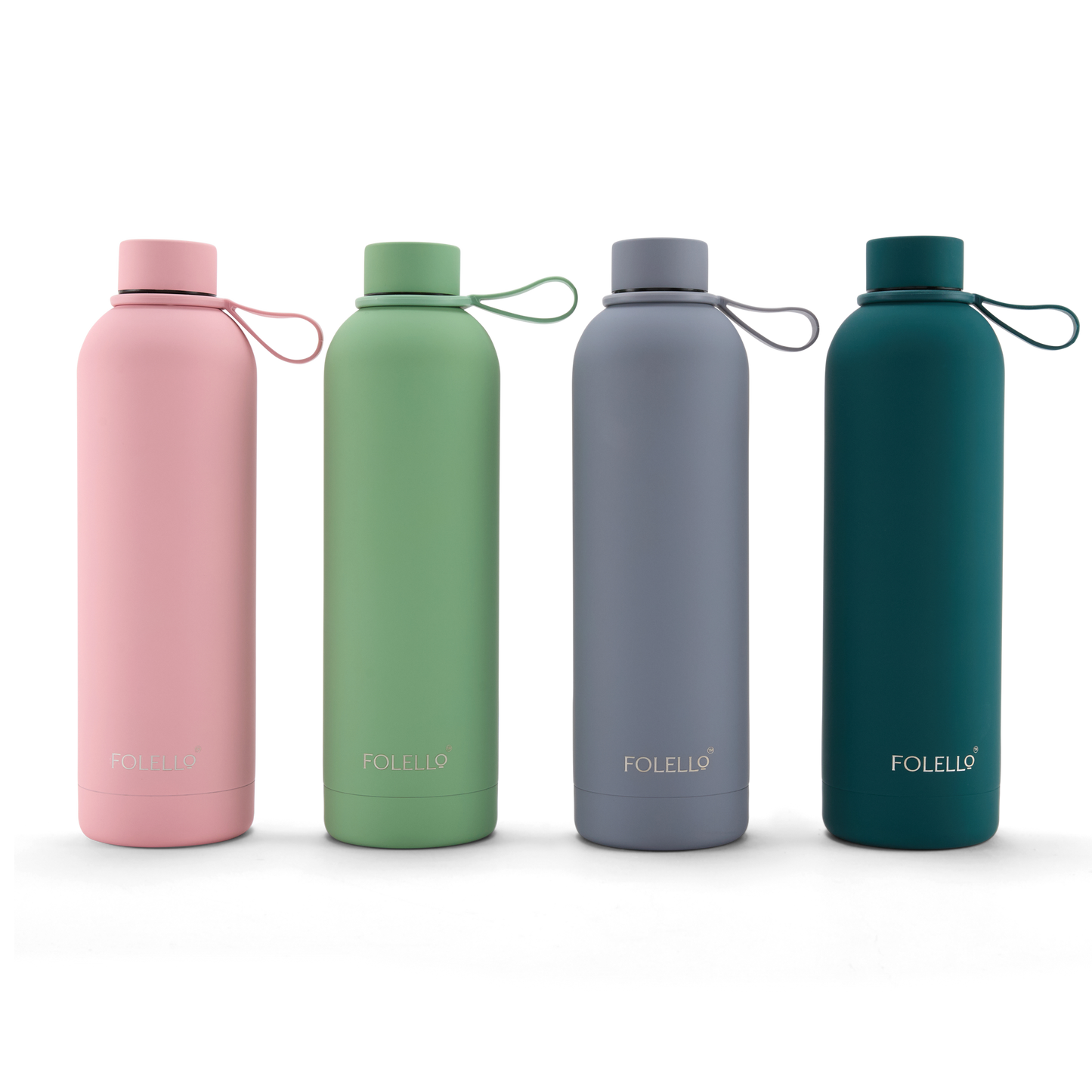 FOLELLO 750ml Stainless Steel Double Layer Vacuum Insulated Water Bottle | Keeps Drinks Cold for 24 Hours & Hot for 12 Hours | Sweat-Free Rubberized Finish | Leakproof & BPA-Free | Perfect for Gym, Office, Travel | Stylish Grey Design