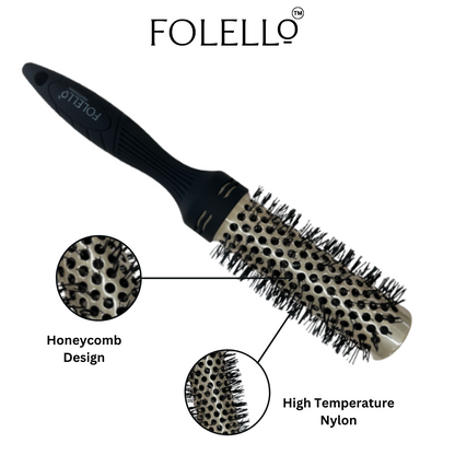 FOLELLO Ceramic Round Hair Blow Dry Brush Trio: 32mm, 42mm, 52mm + Free Hair Brush/Comb Cleaner