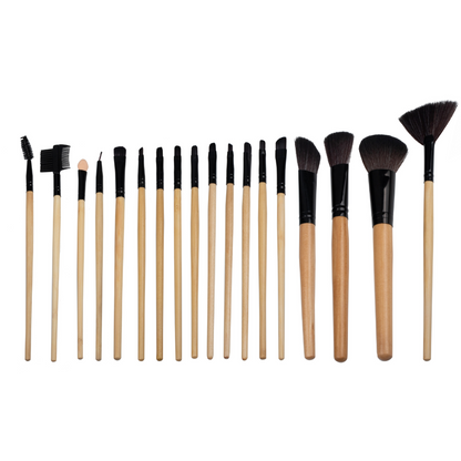 Makeup Brush Set With PU Leather Case (18 Pieces), Black (GB-3071)