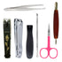 FOLELLO Nail Grooming Kit with 3 Black & Steel Finish Cutters, 1 Pusher, 1 Scissor, 1 Remover & 1 Tweezer | Professional Manicure Set for Home, Salon & Parlour (Pack of 7)