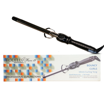 Wave 19 - Curling Tong for Professionals, Salons and Home Use - Ergonomic Design & Comfortable Grip - Hair Curling, Styling - 19MM Barrel, Black