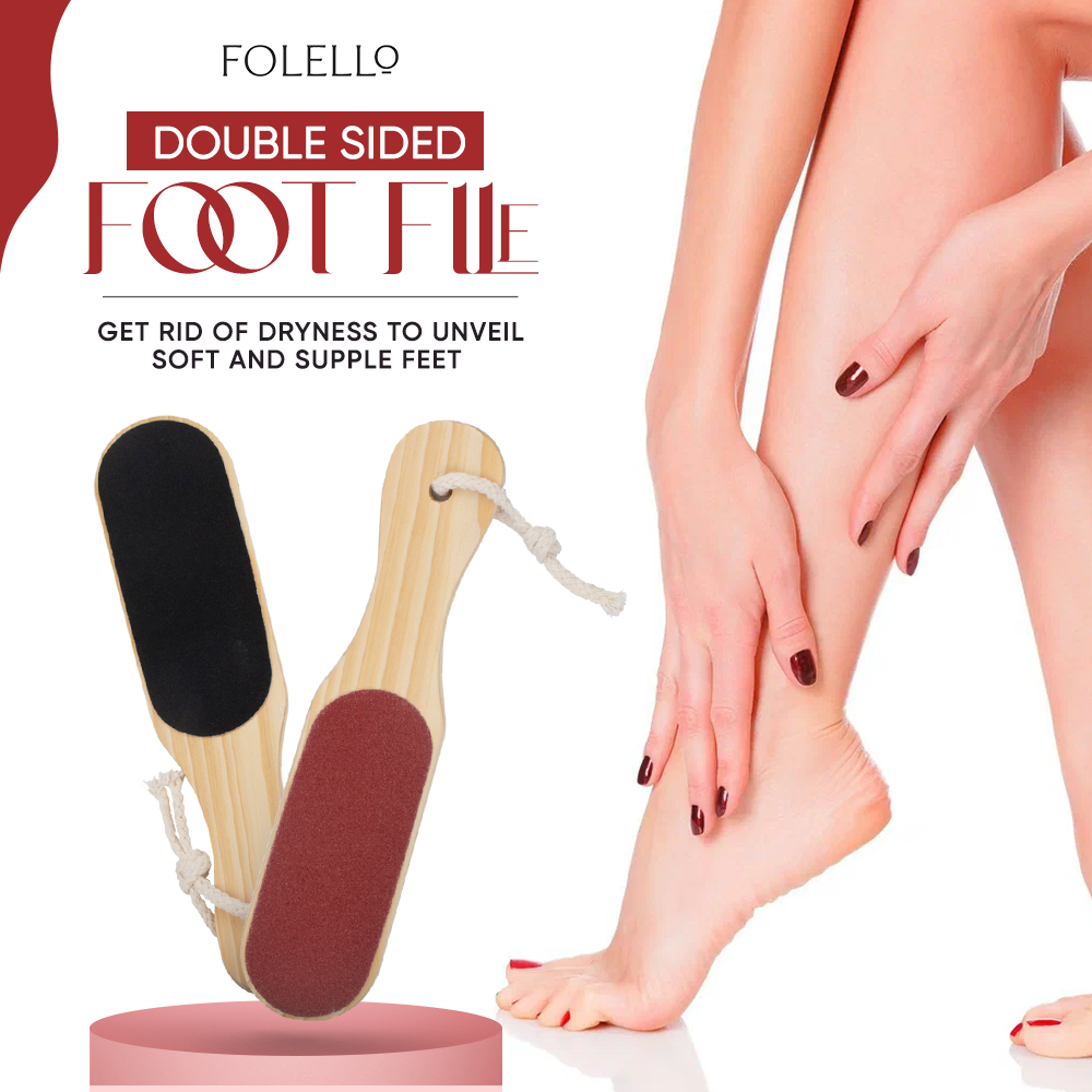 Double Sided Foot File Scrubber | Dead Skin & Callus Remover | Feet Scraper | Pedicure Tool with Wooden Handle(GB-3058)