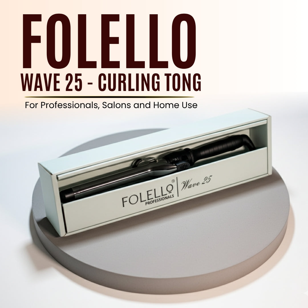 Wave 25 - Curling Tong for Professionals, Salons and Home Use - Ergonomic Design & Comfortable Grip - Hair Curling, Styling - 25MM Barrel, Black
