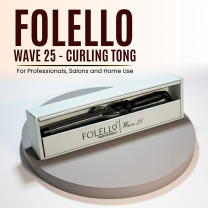 Wave 25 - Curling Tong for Professionals, Salons and Home Use - Ergonomic Design & Comfortable Grip - Hair Curling, Styling - 25MM Barrel, Black