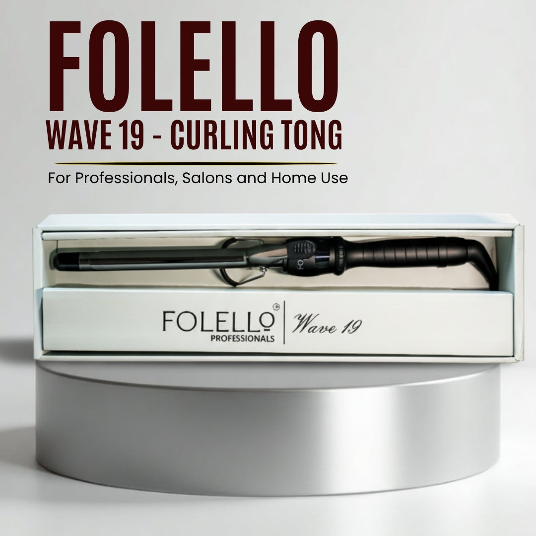 Wave 19 - Curling Tong for Professionals, Salons and Home Use - Ergonomic Design & Comfortable Grip - Hair Curling, Styling - 19MM Barrel, Black