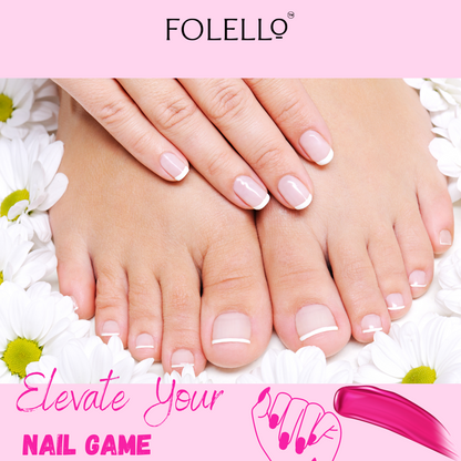 FOLELLO Nail Grooming Kit -1 Nail Clipper/Cutter with 1 Nail Tip Cutter, 1 Nail Cuticle Remover/Pusher, 1 Nail Cleaner Brush, 1 Nail Buffer Block, 1 Set of Pedicure Toe Separators for women, 1 Nail File