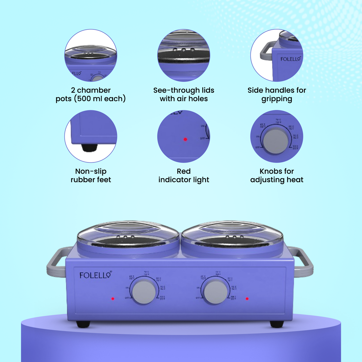 Wax Heater Warmer | Double Chamber | Aluminium Pot & Metal Body (DWH006)