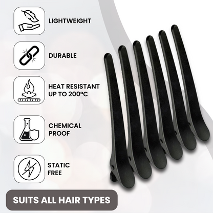 FOLELLO Hair Clips Set: 6 Croc Clips and 6 Section Clips for Hair Styling and Sectioning