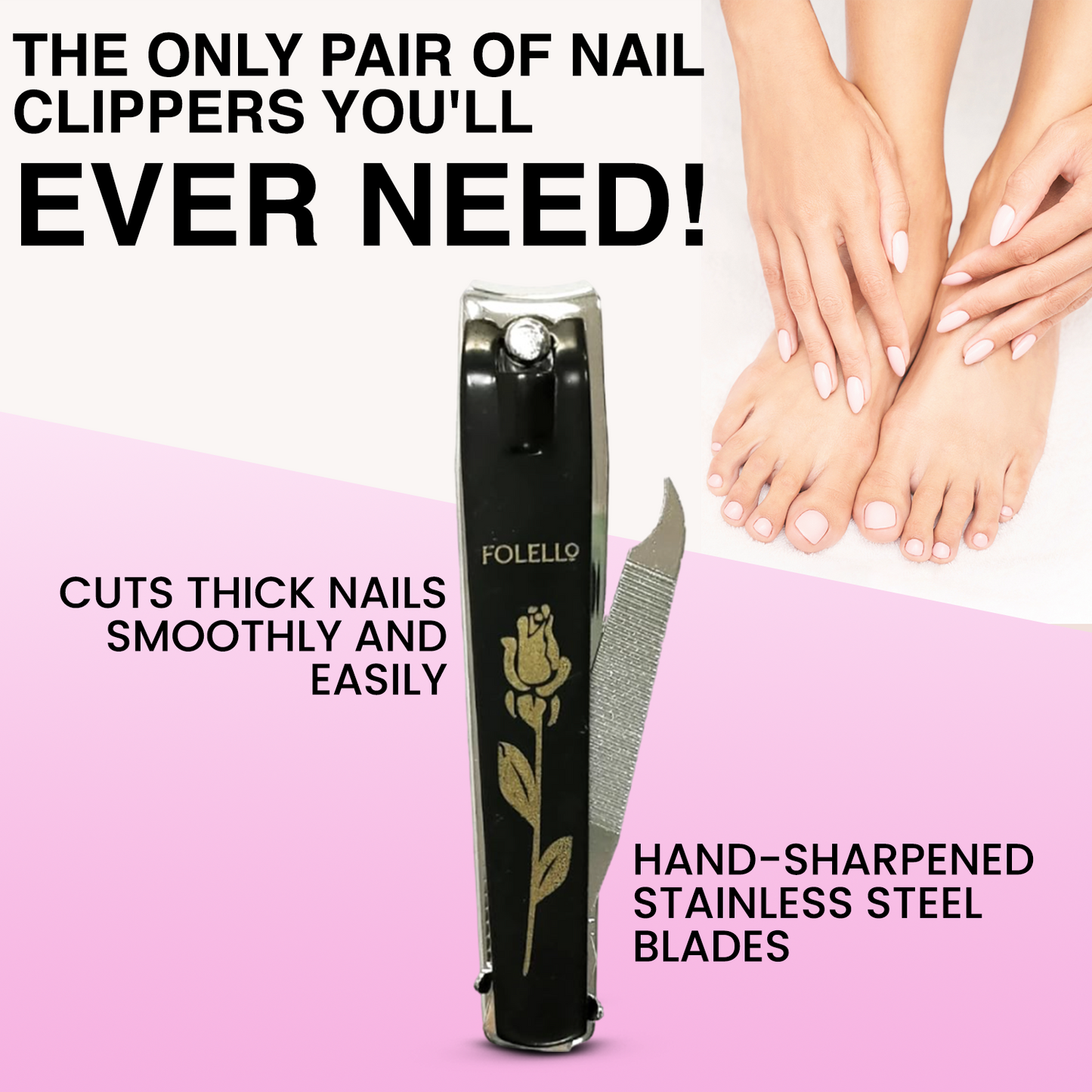 Complete Foot Care Set: Premium Nail Clipper, Wooden Double-Sided Foot Filer, Callus Remover, Pumice Stone