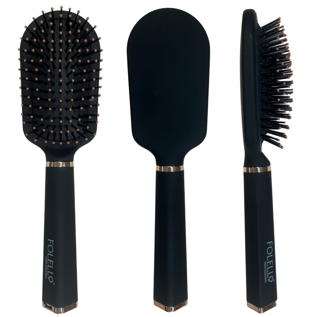 FOLELLO Combo Pack of Stylish Hair Brushes for Men & Women & Hair Detangling Comb | Perfect Brush for Detangling, Smoothening with Flexible Bristles | Lightweight & Easy to Clean (Set of 2)