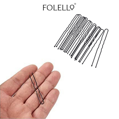 FOLELLO Combo Set of 500pcs Bobby Pins for Home and Salon Use, Hair Pins for Women 2 inch Fringe and Riple U Shaped Pins for Bun, Juda Pins Hair Styling Accessories for Women (Black)