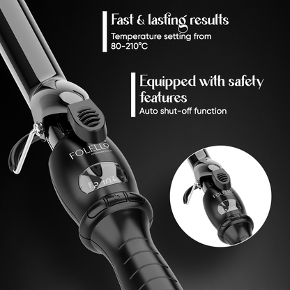 Wave 19 - Curling Tong for Professionals, Salons and Home Use - Ergonomic Design & Comfortable Grip - Hair Curling, Styling - 19MM Barrel, Black