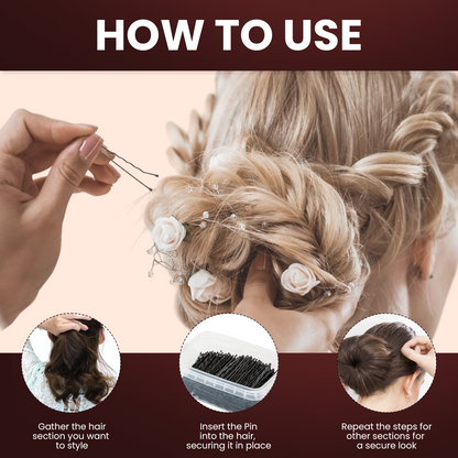 FOLELLO Combo Set of 500pcs Bobby Pins for Home and Salon Use, Hair Pins for Women 2 inch Fringe and Riple U Shaped Pins for Bun, Juda Pins Hair Styling Accessories for Women (Black)