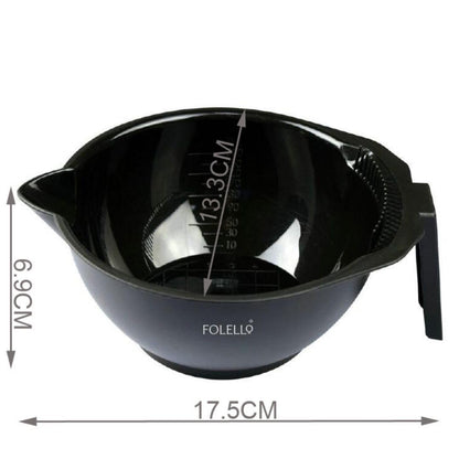 FOLELLO Combo Pack of Plastic Mug Hair Colouring Mixing Bowl | Professional Styling Hair Dye Applicator Colour Mixing Bowl with Handle (Set of 4, Black)