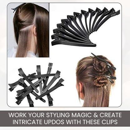 FOLELLO Hair Clips Set: 6 Croc Clips and 6 Section Clips for Hair Styling and Sectioning