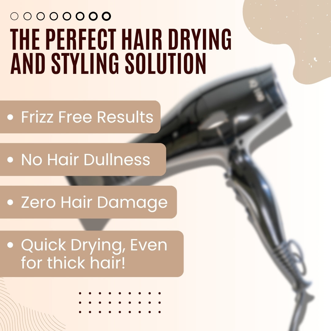 iQ 100- FOLELLO Professional Hair Dryer with AC Motor – Lightweight & Stylish Hair Dryer for both Men & Women, Cool Shot Button for Quick Drying, Black