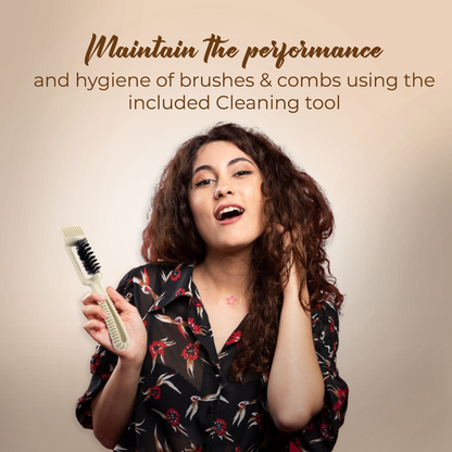Set of 1 Golden Paddle Brush + 1 Vent Brush + FREE Hair Brush/Comb Cleaner