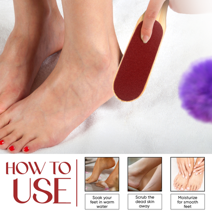 Double Sided Foot File Scrubber | Dead Skin & Callus Remover | Feet Scraper | Pedicure Tool with Wooden Handle(GB-3058)