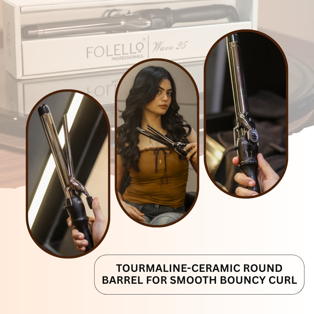 Wave 25 - Curling Tong for Professionals, Salons and Home Use - Ergonomic Design & Comfortable Grip - Hair Curling, Styling - 25MM Barrel, Black