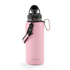 FOLELLO 1L Thermos Steel Double Layer Vacuum Insulated Water Bottle | Keeps Drinks Hot for 12 Hours & Cold for 24 Hours | Includes Rope, Compass, Carabiner, 2 Lids (Straw Lid & Flip-Up Spout Sports Cap) | Perfect for Outdoor | Stylish Pink
