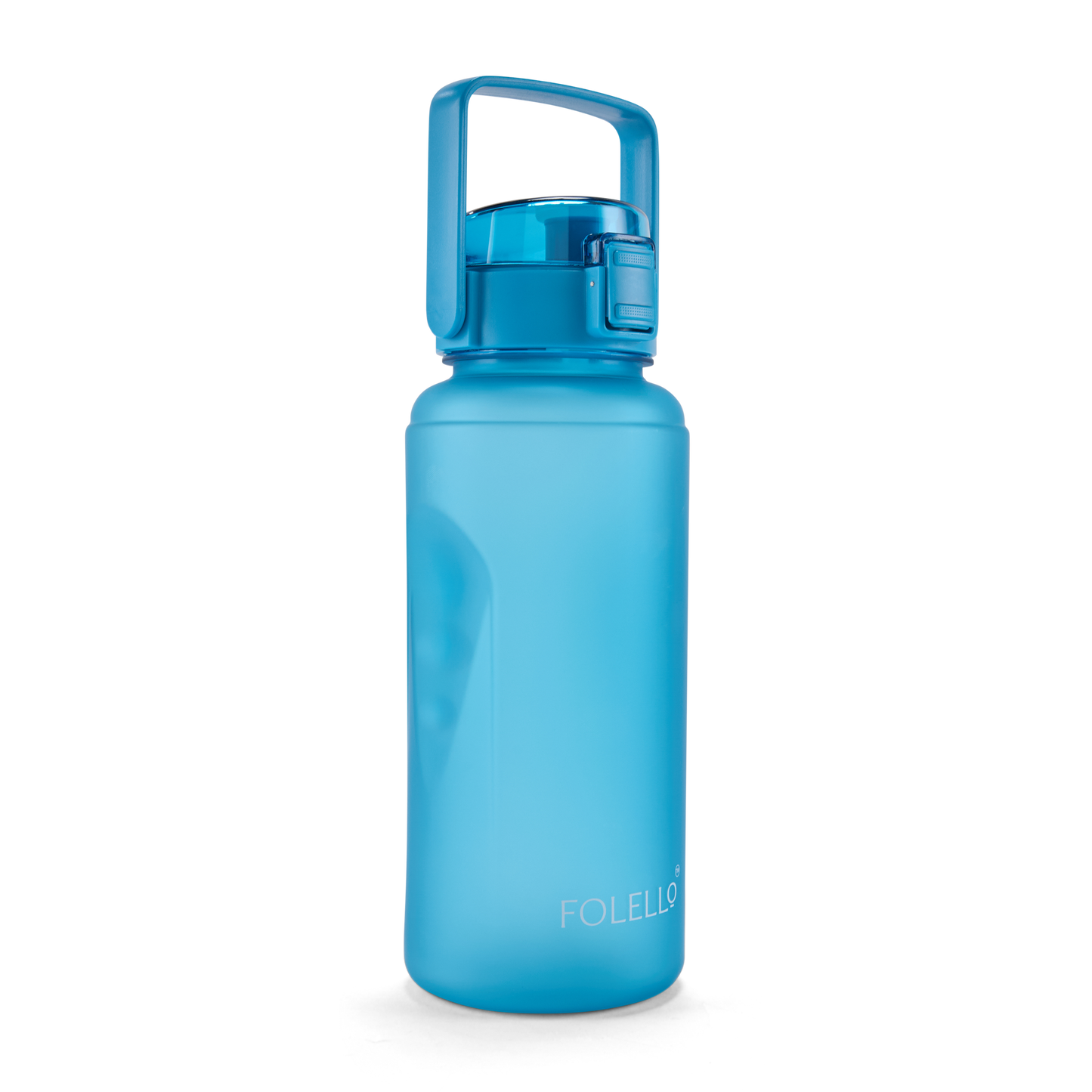 FOLELLO 2L Sports Water Bottle with Motivational Time Marker | Leakproof & Durable BPA-Free Plastic | Wide Mouth Design with Carry Handle | Perfect for Gym, Office, Travel | Stylish Blue 2 Litre Bottle