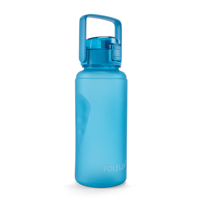 FOLELLO 2L Sports Water Bottle with Motivational Time Marker | Leakproof & Durable BPA-Free Plastic | Wide Mouth Design with Carry Handle | Perfect for Gym, Office, Travel | Stylish Blue 2 Litre Bottle