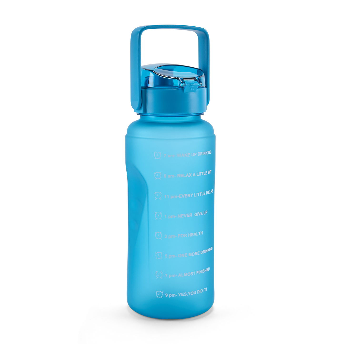 FOLELLO 2L Sports Water Bottle with Motivational Time Marker | Leakproof & Durable BPA-Free Plastic | Wide Mouth Design with Carry Handle | Perfect for Gym, Office, Travel | Stylish Blue 2 Litre Bottle