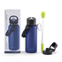FOLELLO 1L Thermos Steel Double Layer Vacuum Insulated Water Bottle | Keeps Drinks Hot for 12 Hours & Cold for 24 Hours | Includes Rope, Compass, Carabiner, 2 Lids (Straw Lid & Flip-Up Spout Sports Cap) | Perfect for Outdoor | Stylish Blue