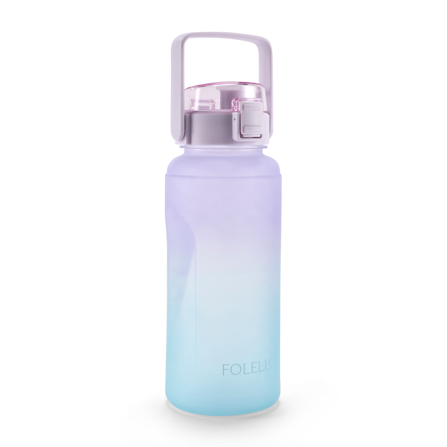 FOLELLO 2L Sports Water Bottle with Motivational Time Marker | Leakproof & Durable BPA-Free Plastic | Wide Mouth Design with Carry Handle | Perfect for Gym, Office, Travel | Vibrant Aqua-Purple 2 Litre Bottle