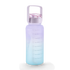 FOLELLO 2L Sports Water Bottle with Motivational Time Marker | Leakproof & Durable BPA-Free Plastic | Wide Mouth Design with Carry Handle | Perfect for Gym, Office, Travel | Vibrant Aqua-Purple 2 Litre Bottle