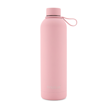 FOLELLO 750ml Stainless Steel Double Layer Vacuum Insulated Water Bottle | Keeps Drinks Cold for 24 Hours & Hot for 12 Hours | Sweat-Free Rubberized Finish | Leakproof & BPA-Free | Perfect for Gym, Office, Travel | Stylish Pink Design