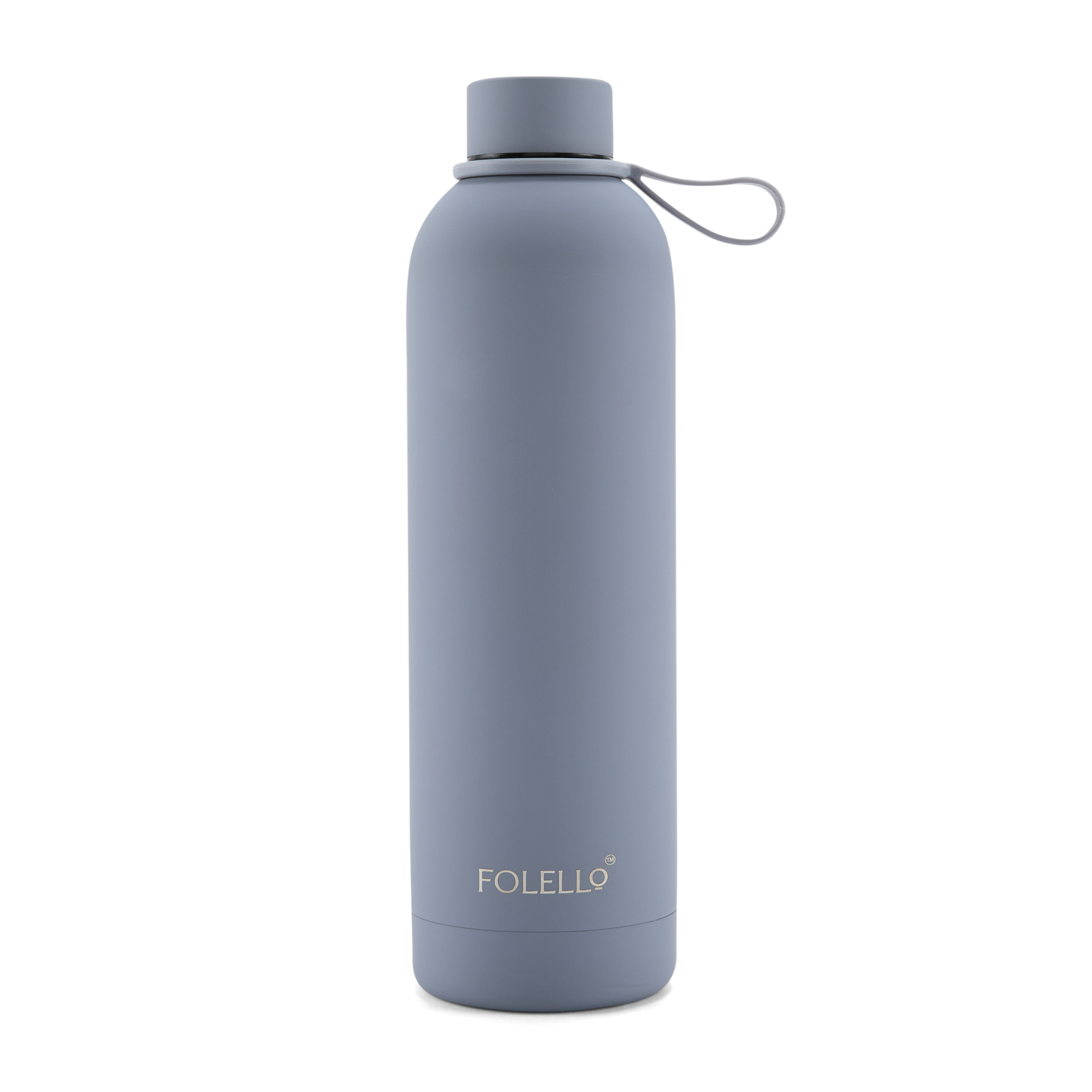 FOLELLO 750ml Stainless Steel Double Layer Vacuum Insulated Water Bottle | Keeps Drinks Cold for 24 Hours & Hot for 12 Hours | Sweat-Free Rubberized Finish | Leakproof & BPA-Free | Perfect for Gym, Office, Travel | Stylish Grey Design