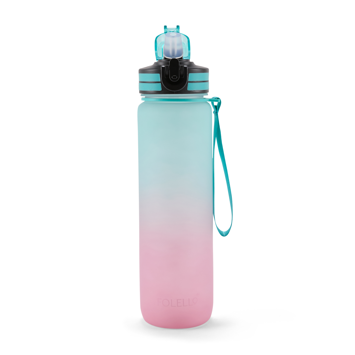 Folello 1L Tritan Water Bottle with Motivational Time Marker | Leakproof Sipper Bottle for Gym, Office, and Travel | BPA-Free with Hydration Reminder App | Cool Indigo Pink Design | 1 Litre