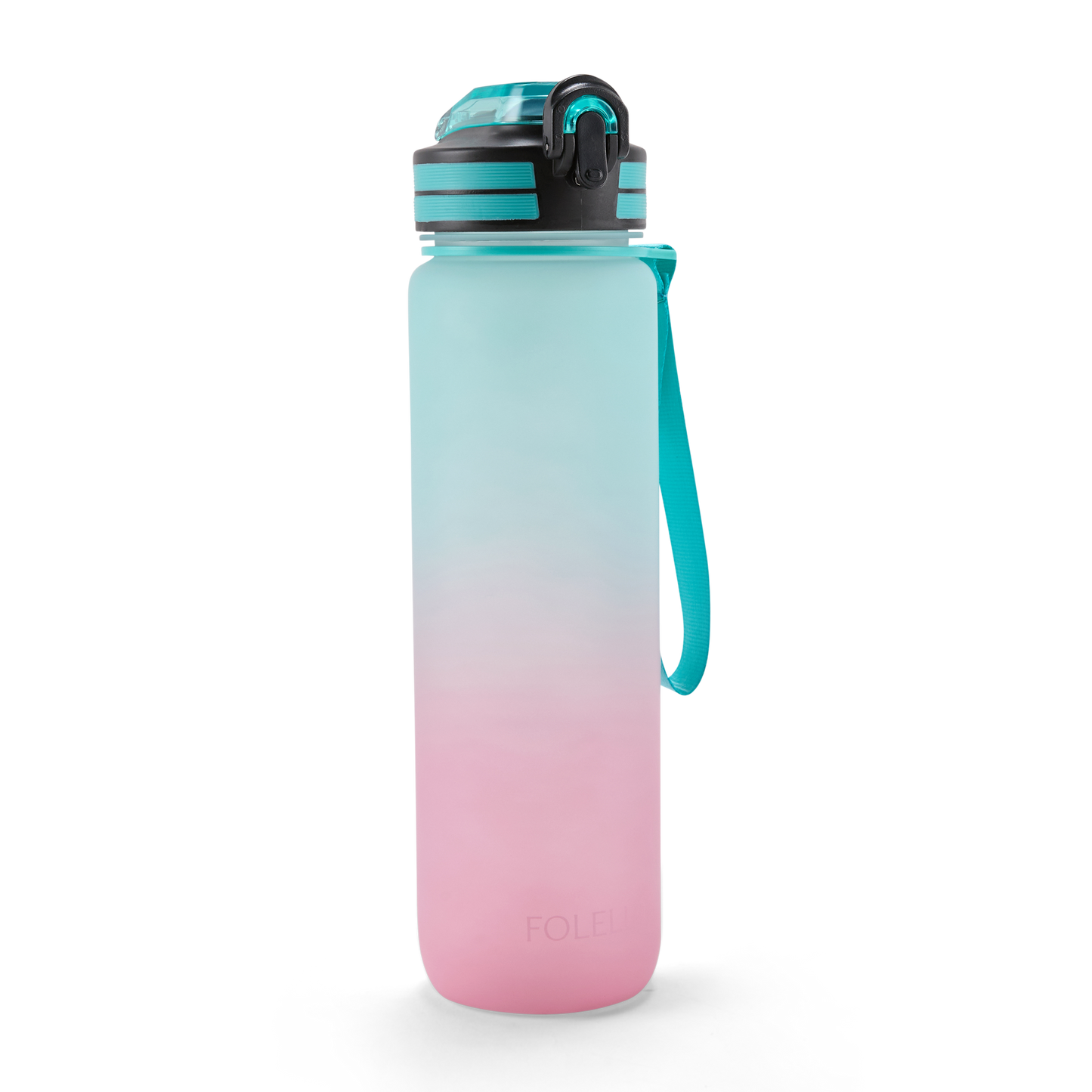Folello 1L Tritan Water Bottle with Motivational Time Marker | Leakproof Sipper Bottle for Gym, Office, and Travel | BPA-Free with Hydration Reminder App | Cool Indigo Pink Design | 1 Litre