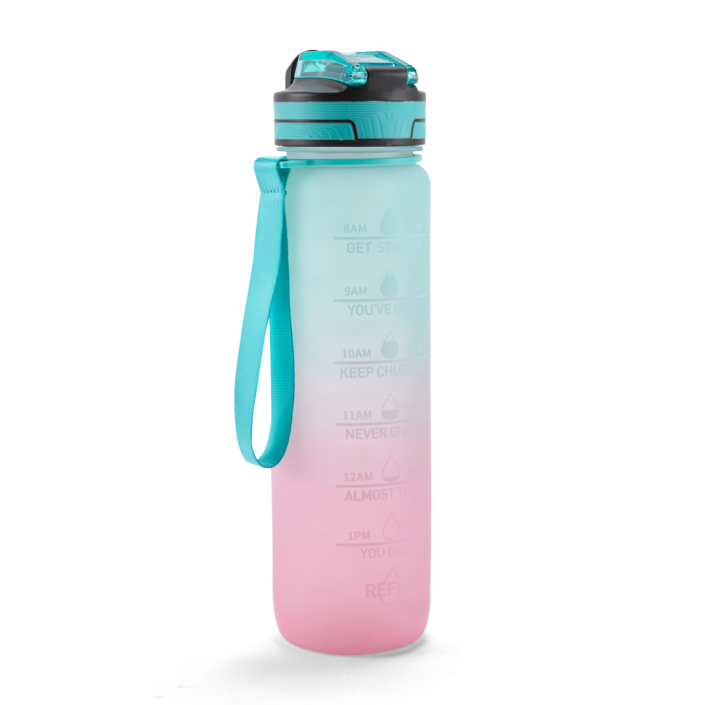 Folello 1L Tritan Water Bottle with Motivational Time Marker | Leakproof Sipper Bottle for Gym, Office, and Travel | BPA-Free with Hydration Reminder App | Cool Indigo Pink Design | 1 Litre