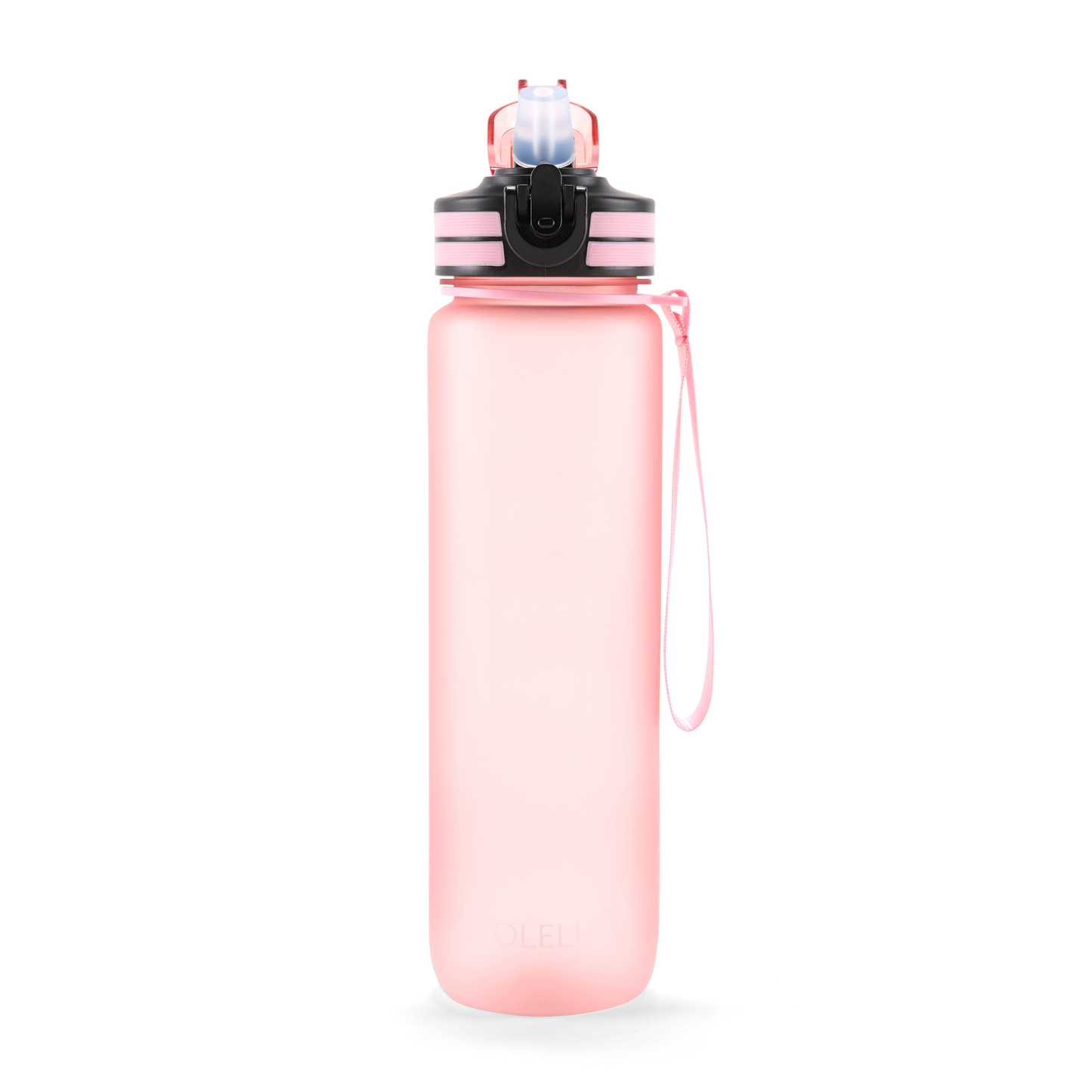 Folello 1L Tritan Water Bottle with Motivational Time Marker | Leakproof Sipper Bottle for Gym, Office, and Travel | BPA-Free with Hydration Reminder App | Passionate Pink Design | 1 Litre