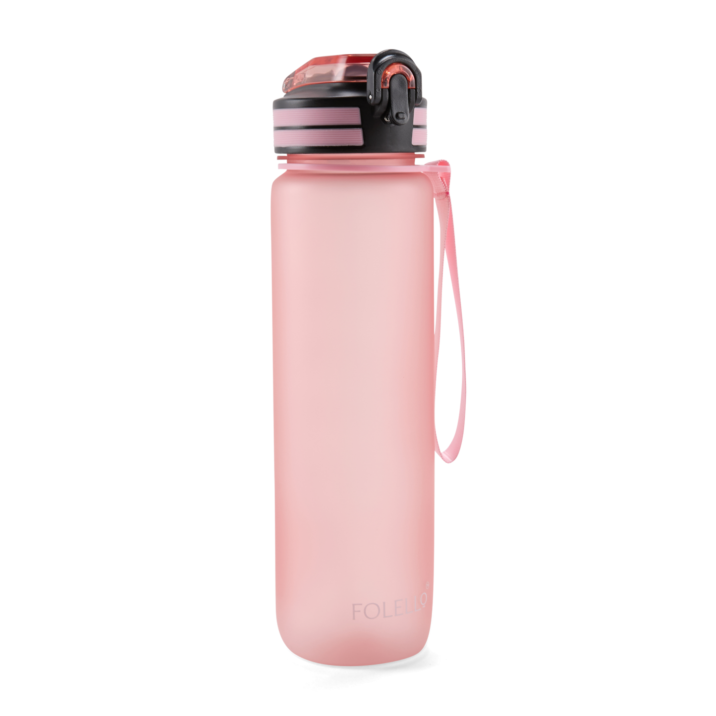 Folello 1L Tritan Water Bottle with Motivational Time Marker | Leakproof Sipper Bottle for Gym, Office, and Travel | BPA-Free with Hydration Reminder App | Passionate Pink Design | 1 Litre