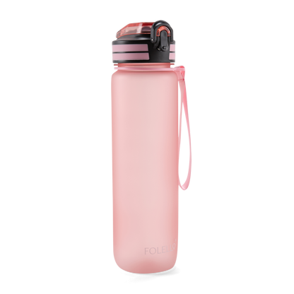 Folello 1L Tritan Water Bottle with Motivational Time Marker | Leakproof Sipper Bottle for Gym, Office, and Travel | BPA-Free with Hydration Reminder App | Passionate Pink Design | 1 Litre