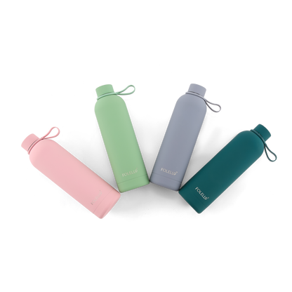 FOLELLO 750ml Stainless Steel Double Layer Vacuum Insulated Water Bottle | Keeps Drinks Cold for 24 Hours & Hot for 12 Hours | Sweat-Free Rubberized Finish | Leakproof & BPA-Free | Perfect for Gym, Office, Travel | Stylish Grey Design