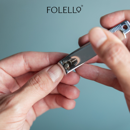 FOLELLO Nail Grooming Kit -1 Nail Clipper/Cutter with 1 Nail Tip Cutter, 1 Nail Cuticle Remover/Pusher, 1 Nail Cleaner Brush, 1 Nail Buffer Block, 1 Set of Pedicure Toe Separators for women, 1 Nail File