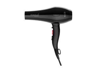 iQ 120- FOLELLO Professional Hair Dryer with AC Motor – Lightweight & Stylish Hair Dryer for both Men & Women, Cool Shot Button for Quick Drying, Black