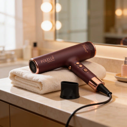 Velvete- Brushless Hair Dryer - Rotating Turbine Technology - 110,000 RPM Brushless Motor - Cool Shot for Quick Drying, Lightweight and Stylish Hair Dryer